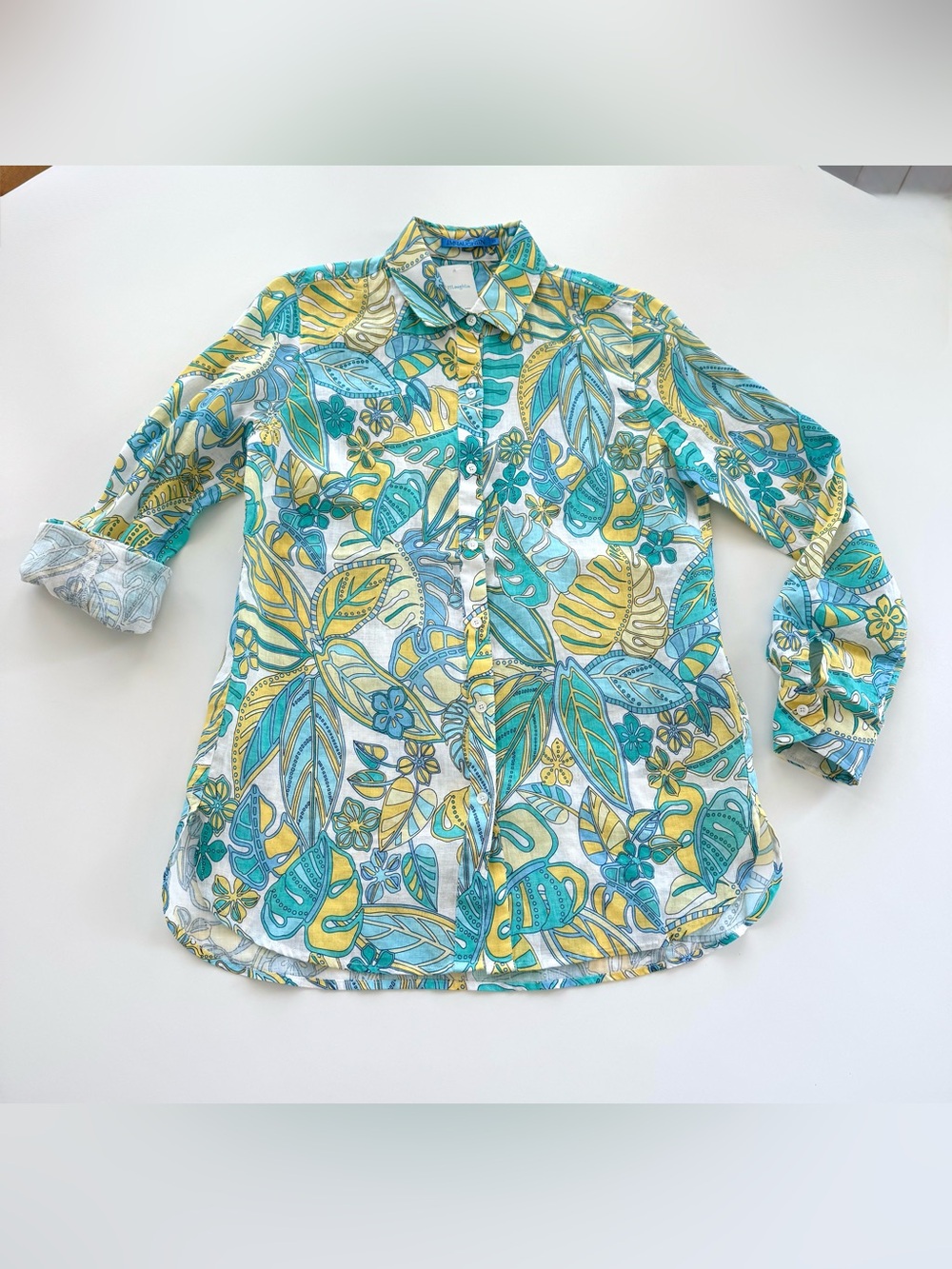 J. McLaughlin Floral Linen Button-Down Britt Women’s Shirt, Size XS